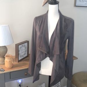Vigoss Faux Suede Wrap Zip Front Jacket